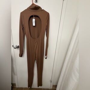 SwankAPosh L Bodysuit Women’s Long-Sleeve Brown Turtleneck Bodysuit